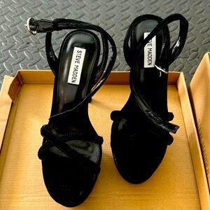 Black suede Steve Madden Mariana Size 8 1/2 heels; Brand New never worn; in box